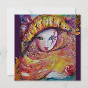 Invitación MÁSCARA EN plata amarilla violeta violeta roja