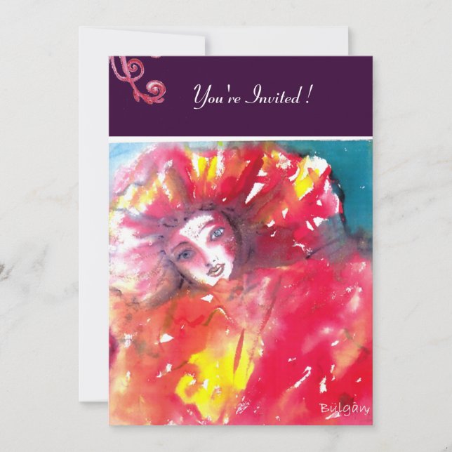 INVITACIÓN MÁSCARA EN ROJO 2 / FIESTA DE MÁSCARAS DE MARDI GR (Anverso)