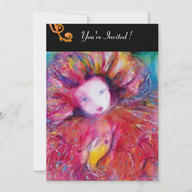 INVITACIÓN MÁSCARA EN ROJO / MARDI GRAS MASQUERADE FIESTA (Anverso)