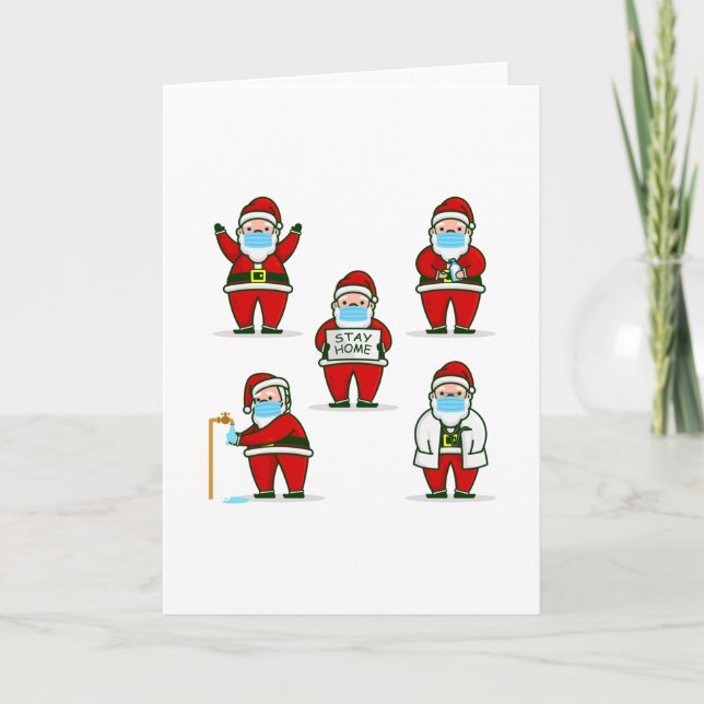 Invitación máscara facial de navidad covid doctor papá noel (Anverso)
