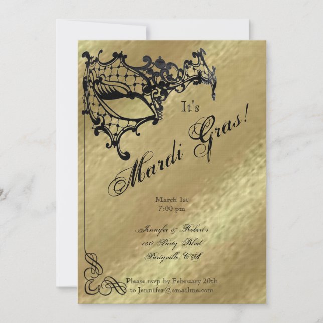 Invitación Máscara filipina en el Fiesta del Mardi Gras de or (Anverso)