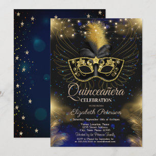 Invitación Máscara, Luces de Cadenas, Estrellas Quinceañera A