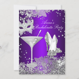 Invitación Máscara Morada y Fiesta de Despedida de Soltera co