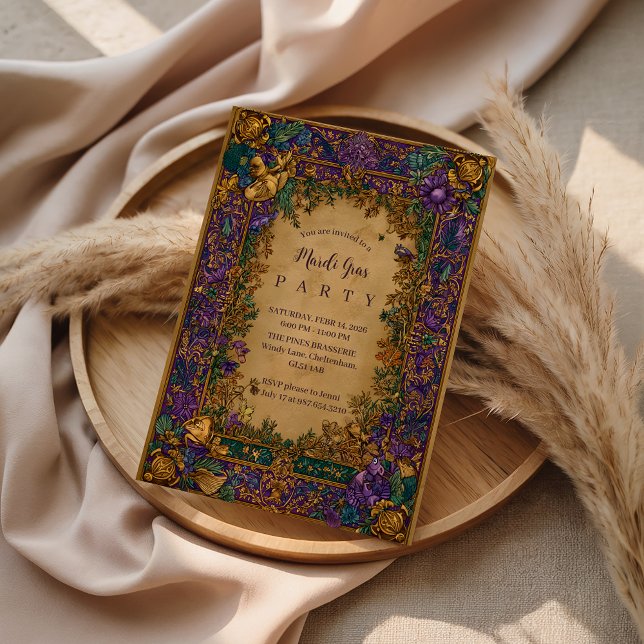 Invitación Mascarada Botánica Barroca de Mardi Gras (Subido por el creador)