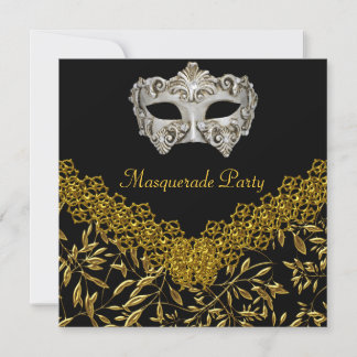 Invitación Mascarada Cumpleaños Fiesta Glamour Caliente Negro