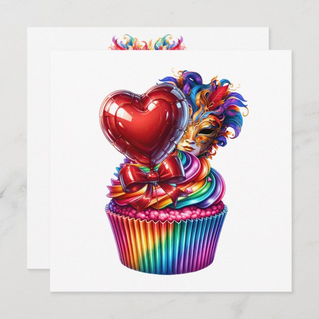 Invitación Mascarada de Mardi Gras (Anverso / Reverso)