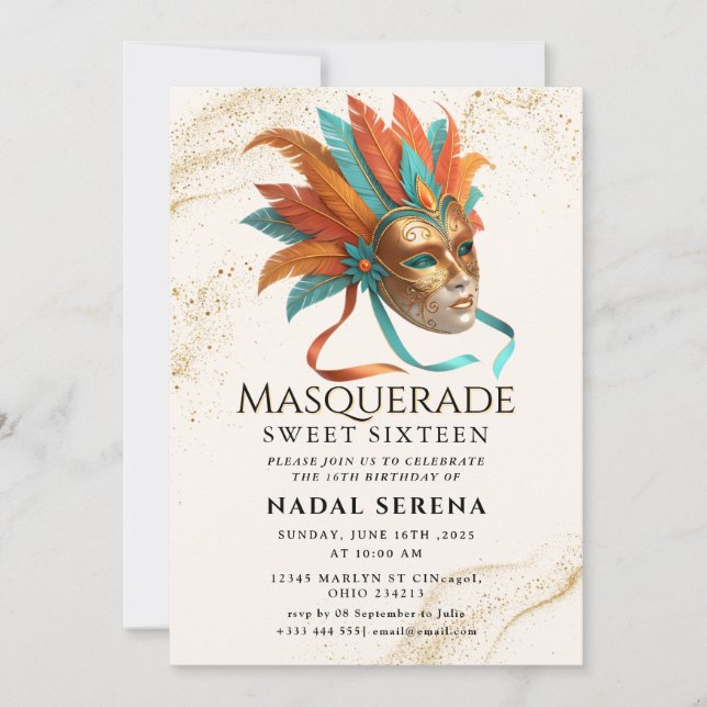 Invitación mascarada de oro (Anverso)