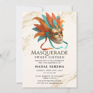 Invitación mascarada de oro