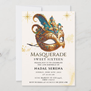 Invitación mascarada de oro