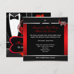 Invitación Mascarada del baile de secundaria del colegio negr