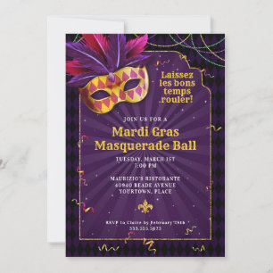 Invitación Mascarada del Mardi Gras, Fiesta del Martes Gordo