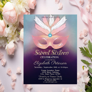 Invitación Mascarada, Estrellas, Ombre Sweet 16