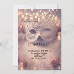 Invitación Mascarada, Máscara de encaje blanco Cumpleaños 30