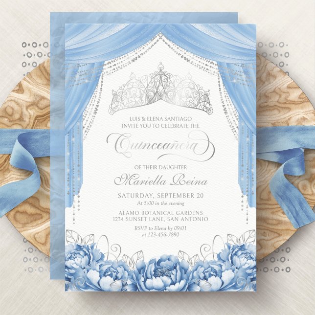 Invitación Mascarada Mascarada Real Azul Quinceanera (Subido por el creador)