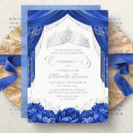 Invitación Mascarada Mascarada Real Azul Quinceanera