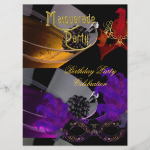Invitación Mascarada Partido de Cumpleaños Máscaras Negras Mo