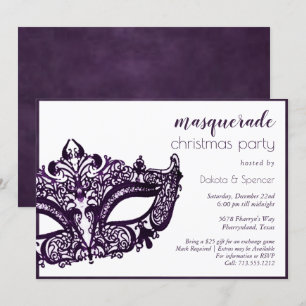 Invitación Mascarada púrpura de mascarada   Fiesta de feriado