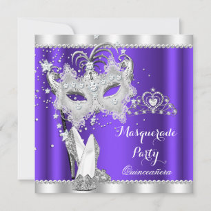 Invitación Mascarada púrpura Mascarada Quinceanera Mask Hi He