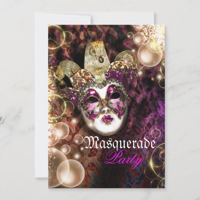 Invitación Mascarada veneciana mardi gras fiesta (Anverso)