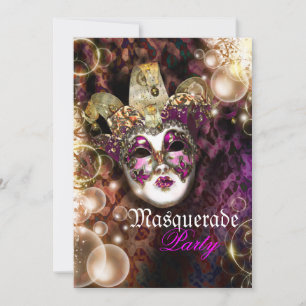 Invitación Mascarada veneciana mardi gras fiesta