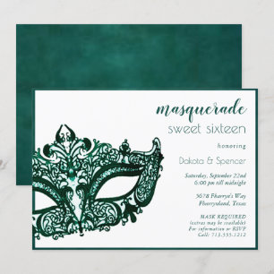 Invitación Mascarada verde de mascarada   Dulce temática del 