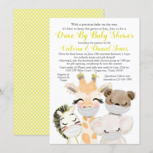 Invitación Máscaras de Animales Neutrales en Género para Baby