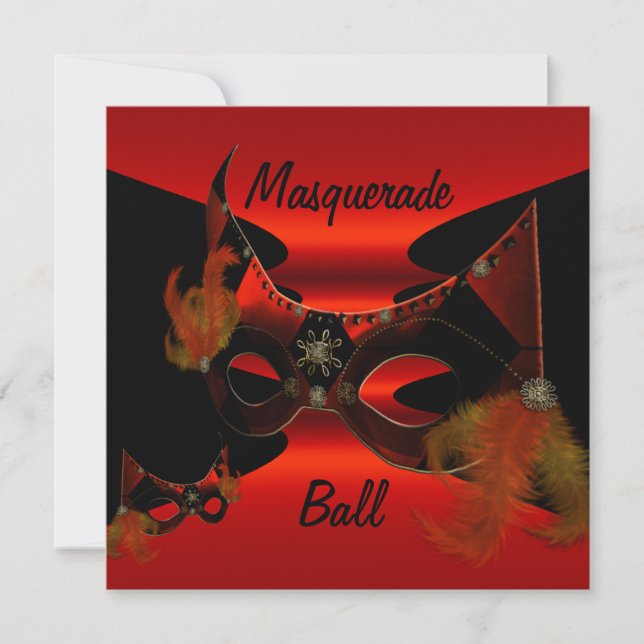 Invitación Máscaras de bolas de baile de máscaras rojas de se (Anverso)