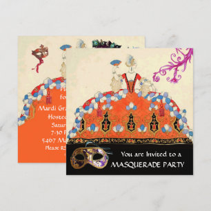 INVITACIÓN MÁSCARAS DE DAMASK DE ORO, FIESTA DE LA NARANJA LA