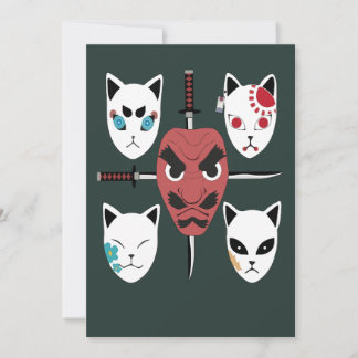Invitación Máscaras de la guerrera Katana Samurai