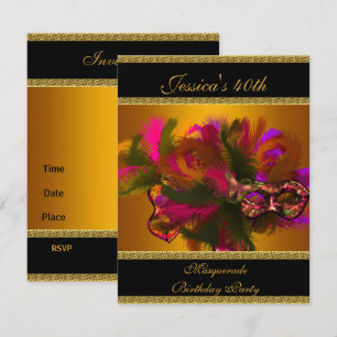 Invitación Máscaras de Mascarada Elegantes y Clásicas de 40º 