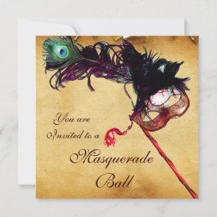 Invitación Máscaras de MÁSCARAS DE MARDI GRAS Clase Parchment