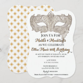 Invitación Máscaras y cócteles de la Mascarada de Oro Cumplea