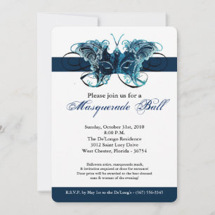 Invitación Mascarera azul disfraz disfraz Halloween