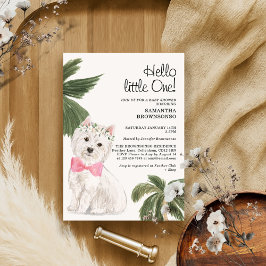 Invitación Mascota Chica Baby Shower Tropical Westie Dog