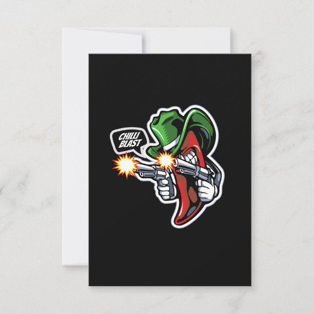 Invitación mascota chile-pimienta-con-arma-ilustracion-pr (Anverso)