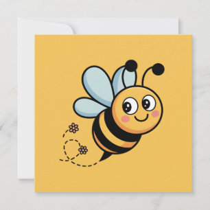 Invitación Mascota de abeja infantil con rastro de puntos