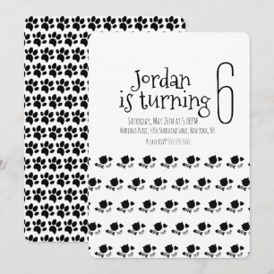 Invitación Mascota de gatito minimalista prepara fiesta de cu