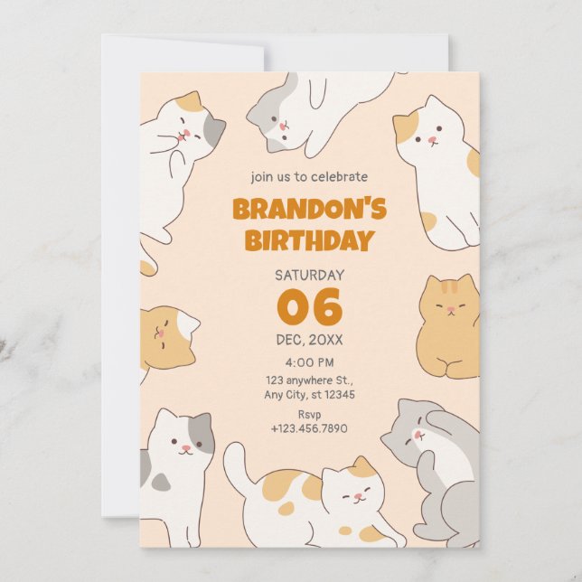 Invitación Mascota de gatos cortos (Anverso)