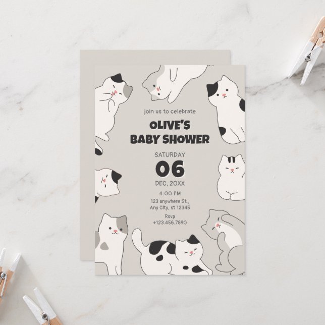 Invitación Mascota de gatos cortos (Anverso/Reverso In Situ)