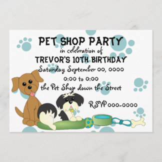 Invitación Mascota Fiesta de Tienda