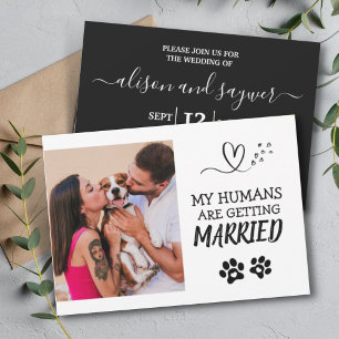 Invitación Mascota Foto moderna Boda blanco y negro simple