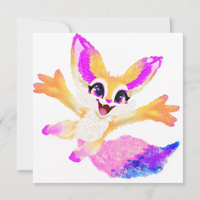 Invitación Mascota Kawaii Chibi para Fiestas (Anverso)