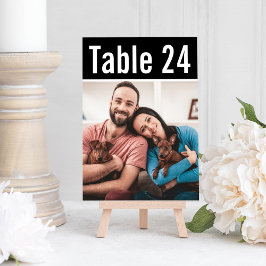 Invitación Mascota negro moderno Boda de foto número de tabla