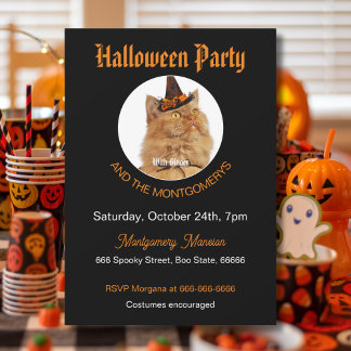Invitación Mascota personalizado Foto Naranja de Gato Enamora