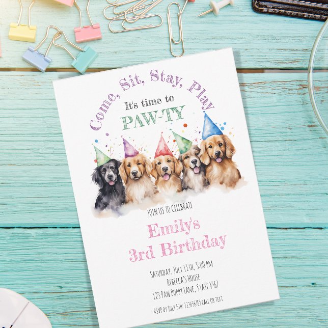 Invitación Mascota Puppy Dog Birthday Pawty (Subido por el creador)