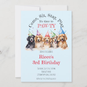 Invitación Mascota Puppy Dog Birthday Pawty