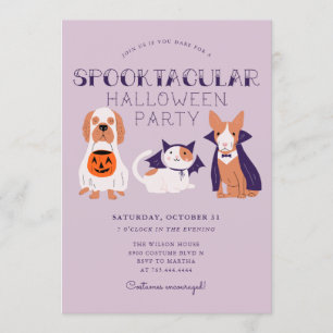 Invitación Mascotas de disfraces cutáneos en Halloween