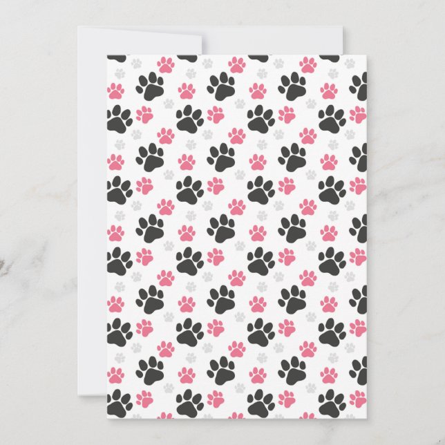 Invitación Mascotas de Perro de impresión de Papas Rosadas Ne (Anverso)