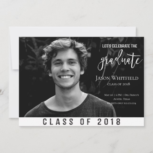 Invitación masculina de la fiesta de graduación de (Anverso)
