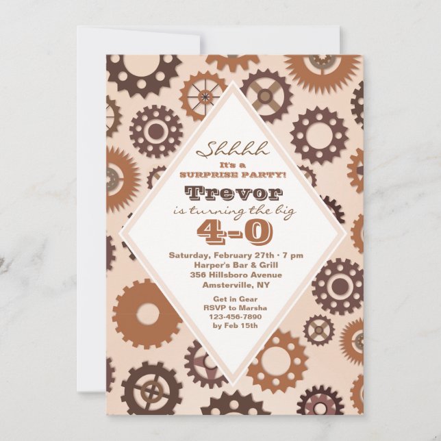 Invitación masculina de los engranajes (Anverso)